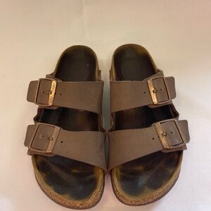 Birkenstock Arizona Brown Leather Slide Sandal 38
